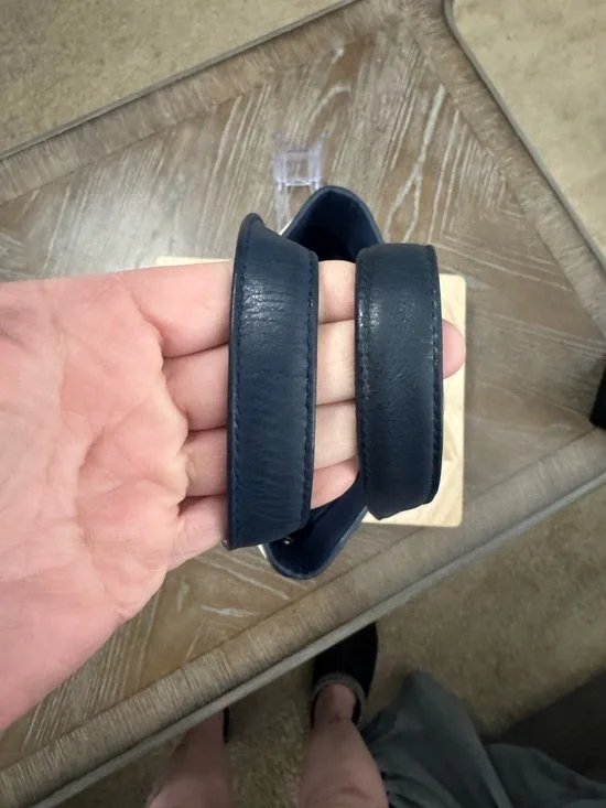 MCM White Leather Bucket Bag Logo Tote with Navy Leather Trim & Gold Plaque - Picture 9 of 15